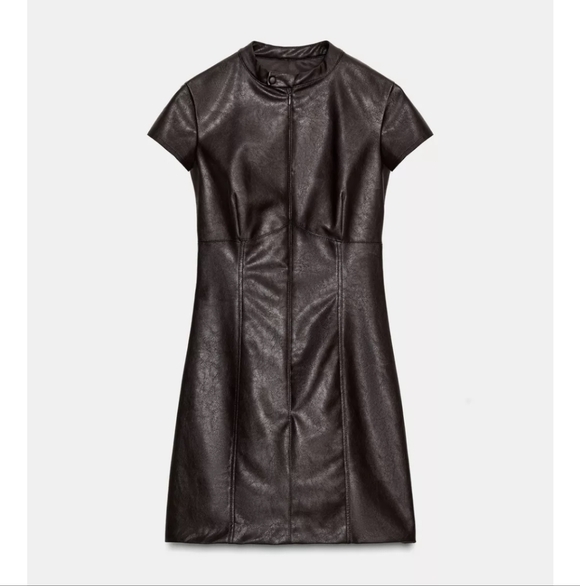 ZARA FAUX LEATHER MINI DRESS - Picture 2 of 8